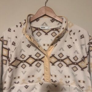 Sonoma Beige and Brown Geometric Fleece Pullover